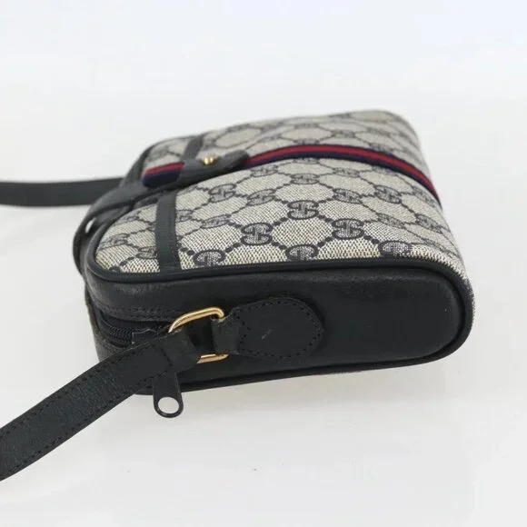 GUCCI GG Supreme Sherry Line Shoulder Bag PVC Navy Gold 89 02 055 Auth am9980 - Picture 4 of 15